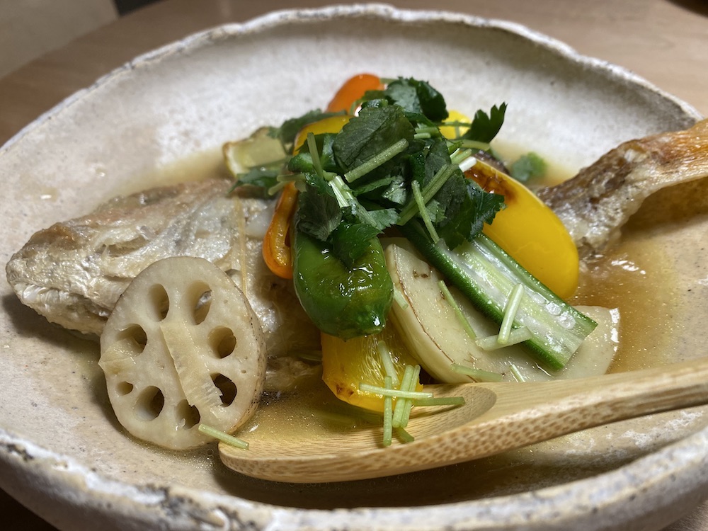 310 amanohashidate,310アマノハシダテ,サンイチマル,和食,創作料理,居酒屋,カフェ,天橋立,宮津,れんこ鯛と季節野菜のガーリック酒蒸し